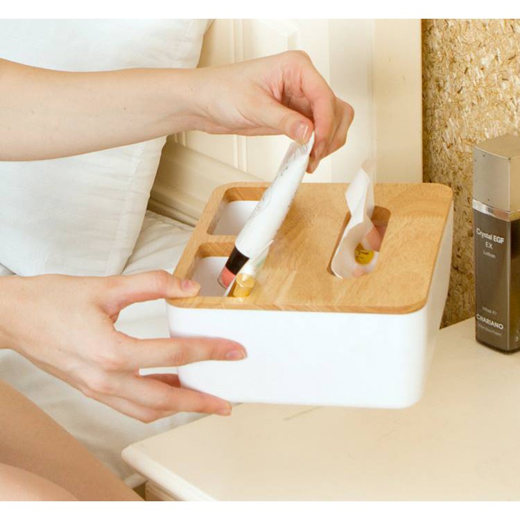 Hộp để khăn giấy có khay điện thoai Tokik lớn + nhỏ