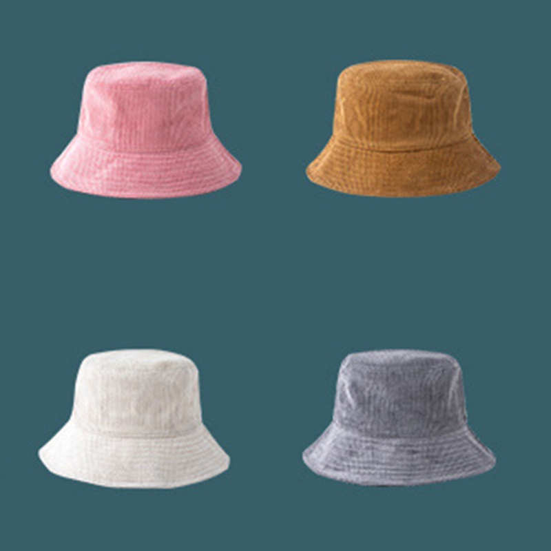 Nón Bucket Vải Nhung Kẻ Sọc Màu Sắc Thời Trang Mùa Đông Cho Nam Và Nữ