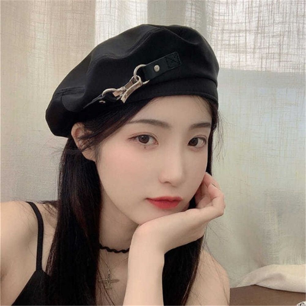 Mũ beret phối khoen kim loại họa tiết ngôi sao phong cách Pháp thời trang dễ phối đồ 2022