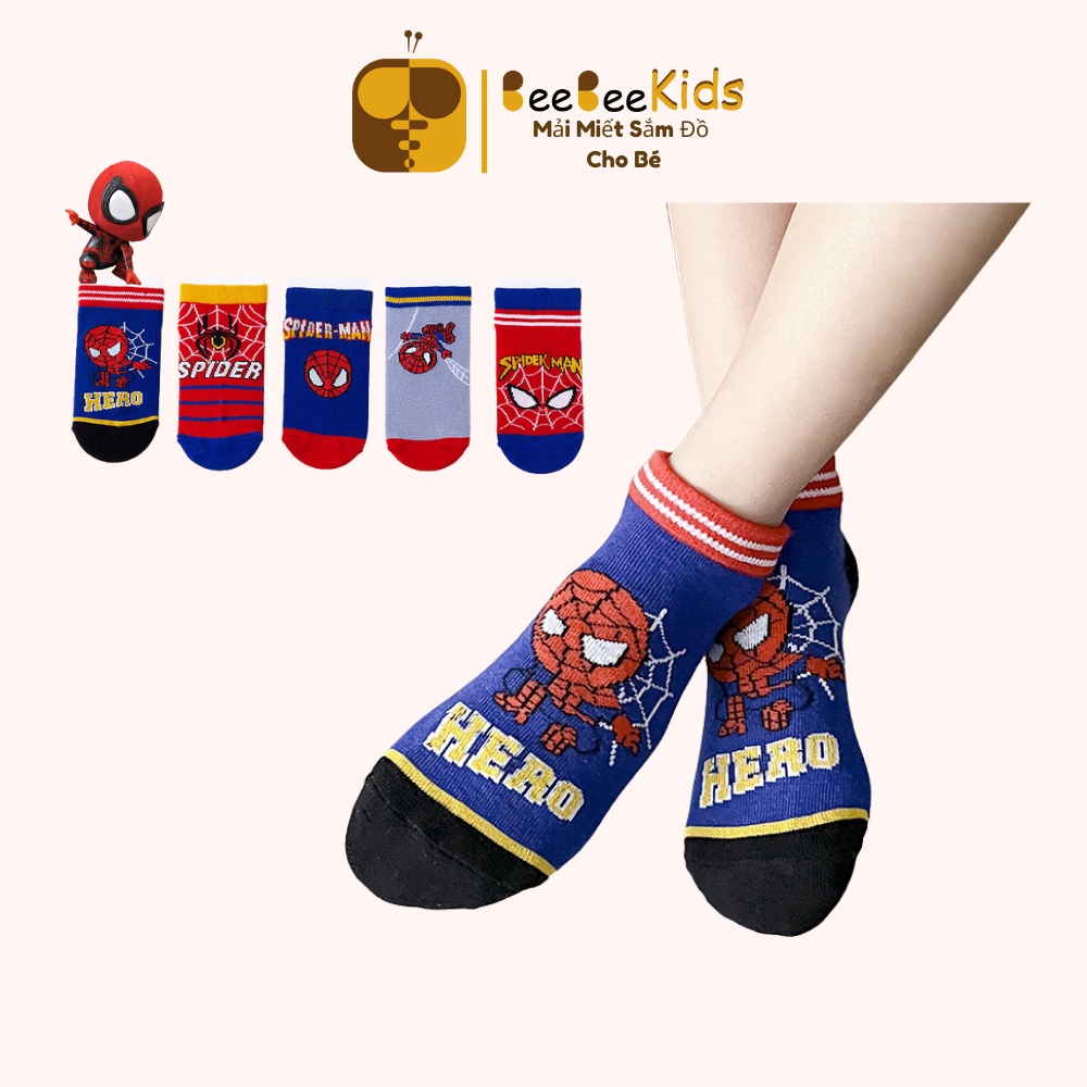 Tất Người Nhện Cho Bé Vớ Trẻ Em Hoạt Hình Siêu Nhân Spider man Chất Liệu Cotton Thấm Hút Mồ Hôi 0-5 Tuổi