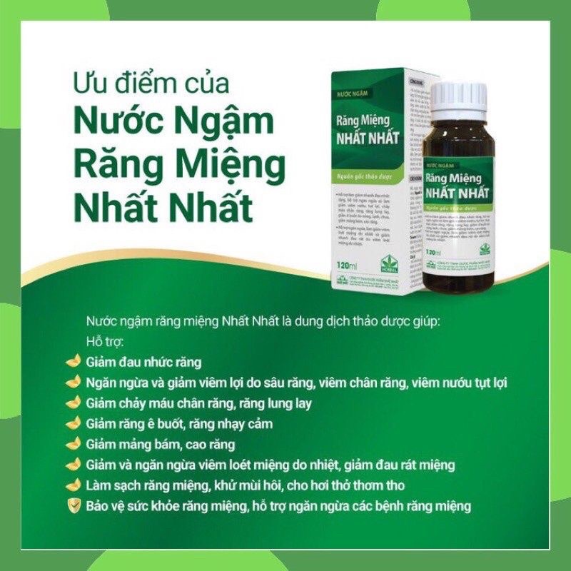 Nước ngậm răng miệng Nhất Nhất - Hỗ trợ giảm nhanh đau răng, bảo vệ răng chắc khoẻ