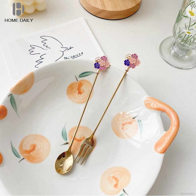 Muỗng Cà Phê Bằng Thép Không Gỉ Thiết Kế Hình Hoa Phong Cách Nhật Bản Độc Đáo