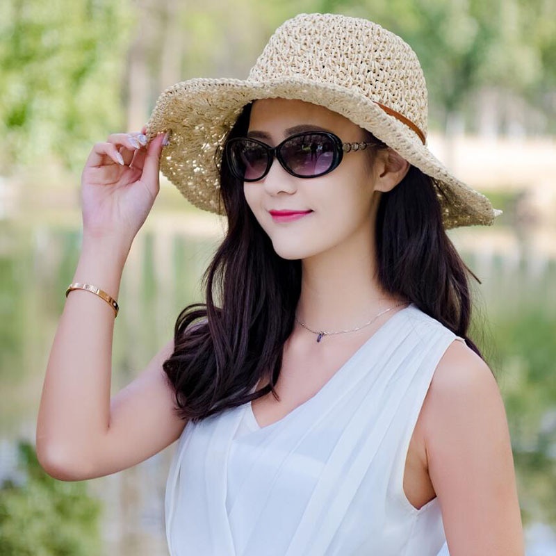 Nón đi biển nữ kiểu dáng Vintage phong cách Hàn Quốc - Mũ cói nữ đẹp 2022 màu Be dễ thương