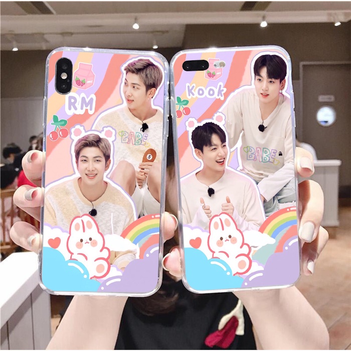 Ốp Điện Thoại Trong Suốt In Hình BTS Dễ Thương Cho iphone 6/6s 7 X XS XR XSMax 11pro 12 pro 13 pro promax