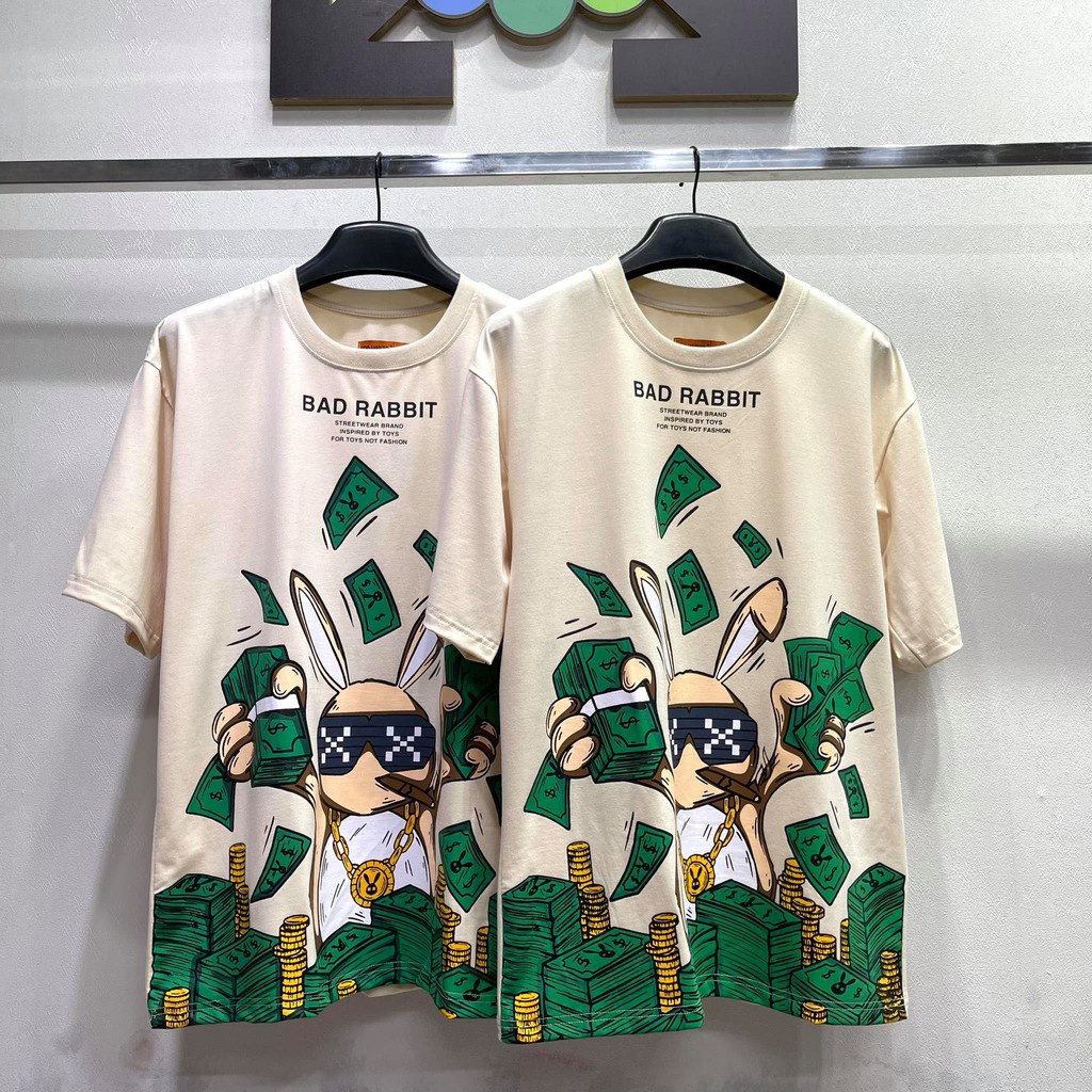 Áo Thun Thỏ Xấu Xa Bad Rabbit Unisex Cotton Sài Gòn Cao Cấp,Áo Phông Thỏ Cộc Tay Nam Nữ Hình In Chắc Chắn