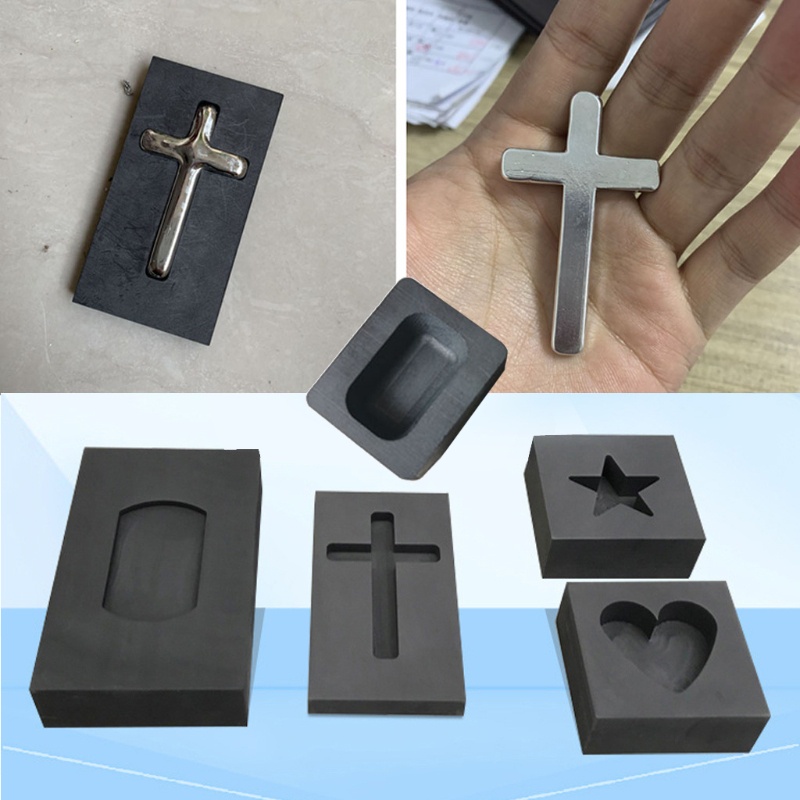 Sa Khuôn Nấu Tan Chảy Graphite Hình Trái Tim Chữ Thập Màu Đen Độ Tinh Khiết Cao