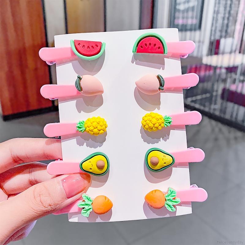 Set 10 Kẹp Tóc Hình Trái Cây Xinh Xắn Cho Bé Gái