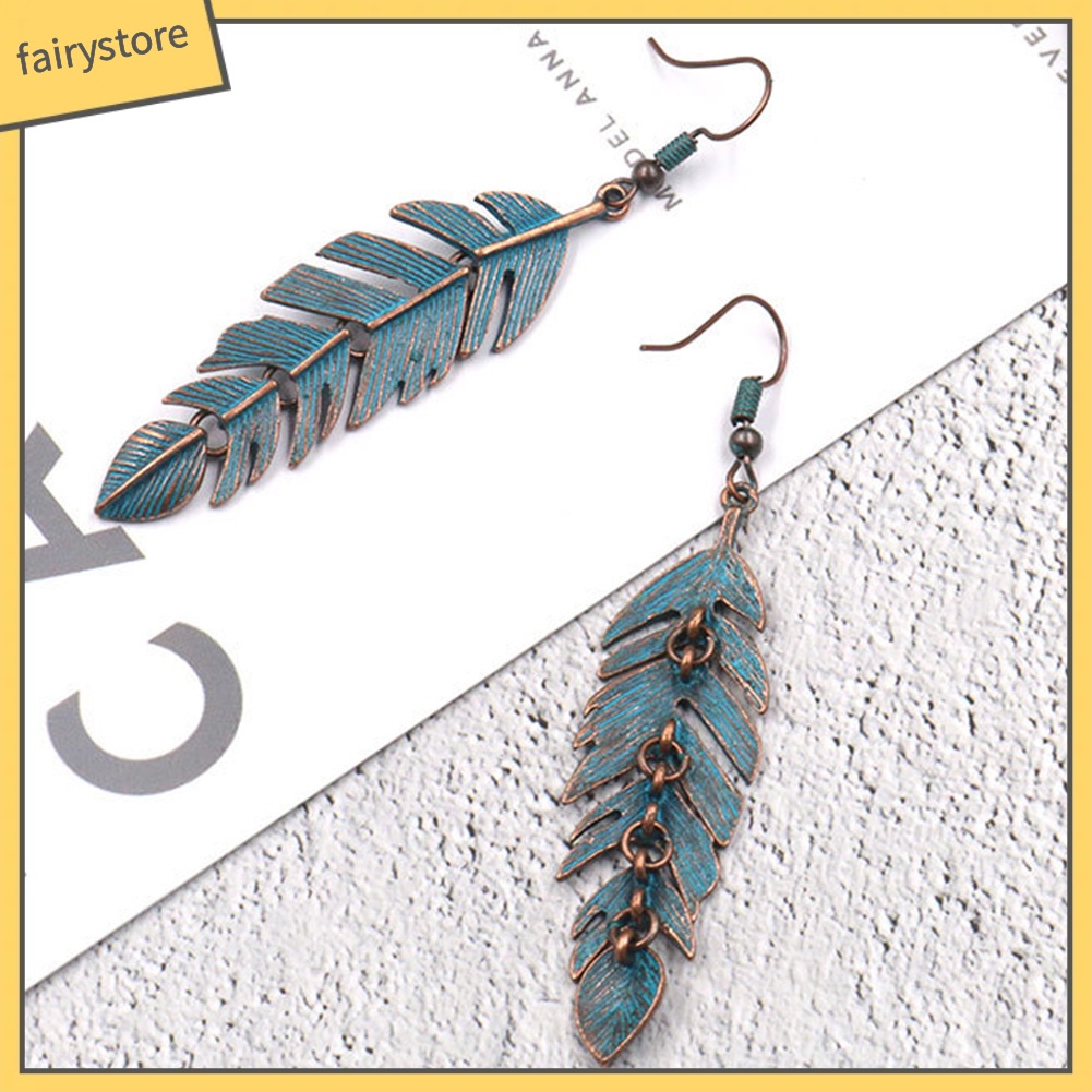 Bông Tai Dáng Dài Hình Chiếc Lá Phong Cách Bohemian Cho Nữ