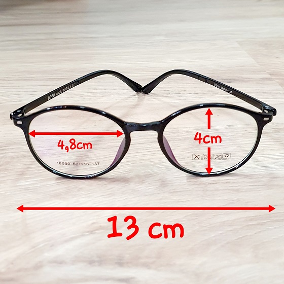 Mắt Kính Gọng Nhựa Chân Dẻo Tròng Mika Không Độ Form Tròn Kích Thước Ngang Tổng Thể 13cm Xinh Xắn Gồm 2 Màu Chọn Lựa