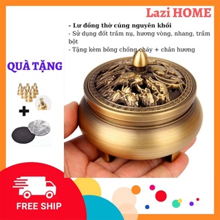 Lư xông trầm đồng cao cấp, Lư đốt trầm siêu chất - Đồng nguyên khối đáp ứng mọi nhu cầu chơi trầm