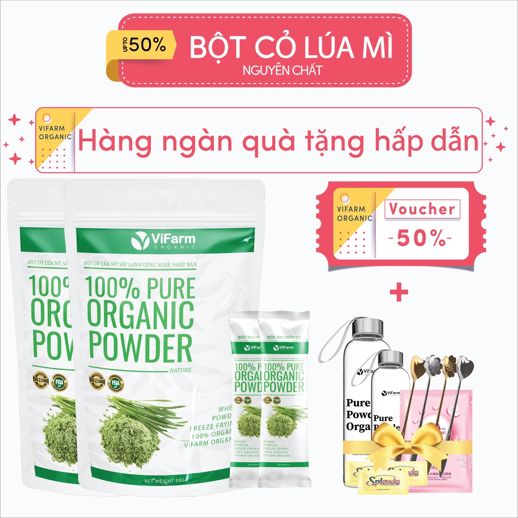 Bột Cỏ Lúa Mì Nguyên Chất 100% ViFarm 50Gram