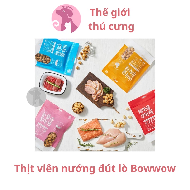 [Gói to] THỊT VIÊN NƯỚNG ĐÚT LÒ - Snack thưởng/ Đồ ăn vặt cho chó mèo Bowwow (Nhập khẩu Hàn Quốc)