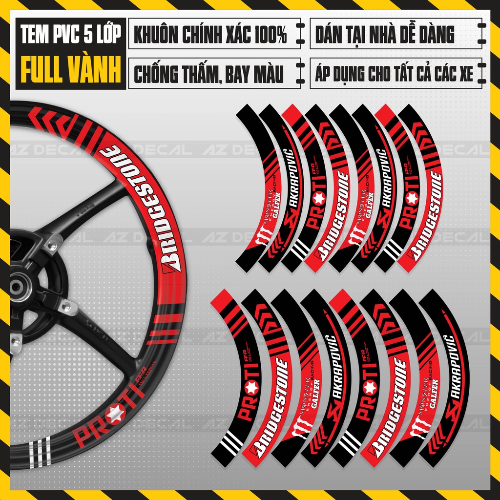 Tem Dán Kín Vành Chủ Đề Proti FFR | FullV06 | Decal Dán Mâm Xe Cao Cấp, Chống Nước, Bền Màu