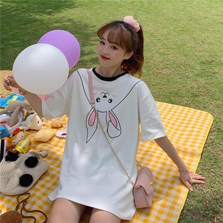 Áo thun nữ tay lỡ freesize phông form rộng dáng Unisex, mặc cặp, nhóm, lớp in hình ĐẦU THỎ NGƯỢC