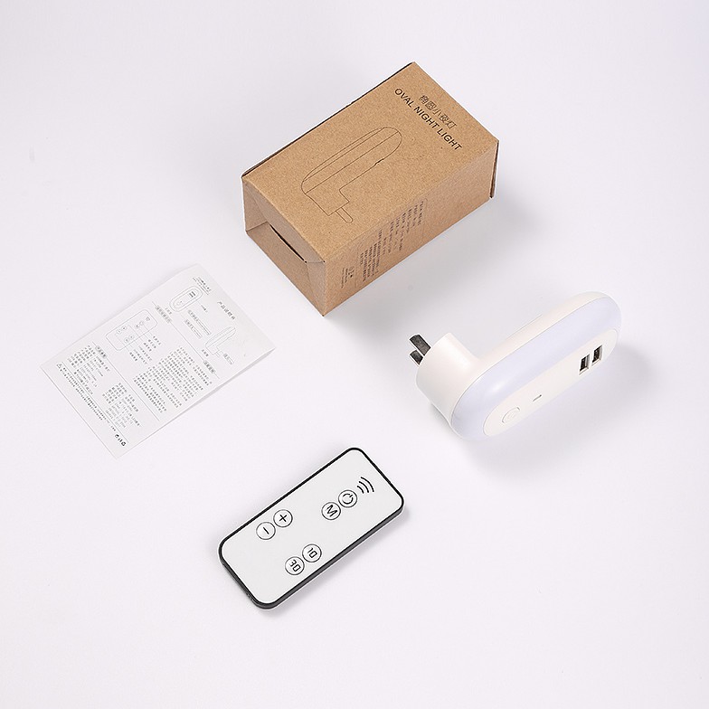 Đèn ngủ thông minh điều chỉnh độ sáng 10 cấp độ, tích hợp cổng USB sạc nhanh, có remote điều khiển