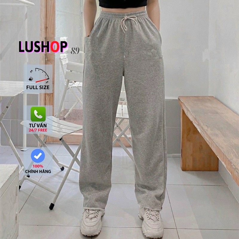 Quần ống rộng nữ ống rộng cạp chun quần ống rộng lưng thun quần nỉ da cá  Unisex Lushop89 | BigBuy360 - bigbuy360.vn