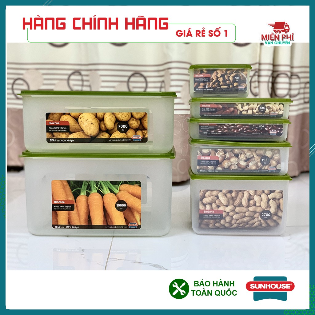 Hộp bảo quản thực phẩm khô SUNHOUSE BioZone,hộp đựng thức ăn SUNHOUSE, 400ML, 500ML,800ML, 1100ML, 2700ML, 7000ML | BigBuy360 - bigbuy360.vn