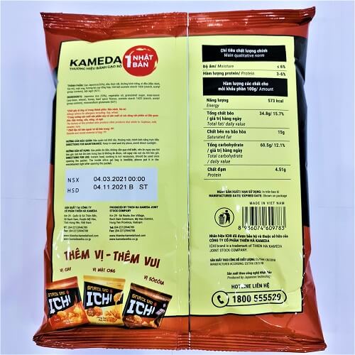 Bánh gạo Nhật mật ong Ichi snack gạo gói 150g