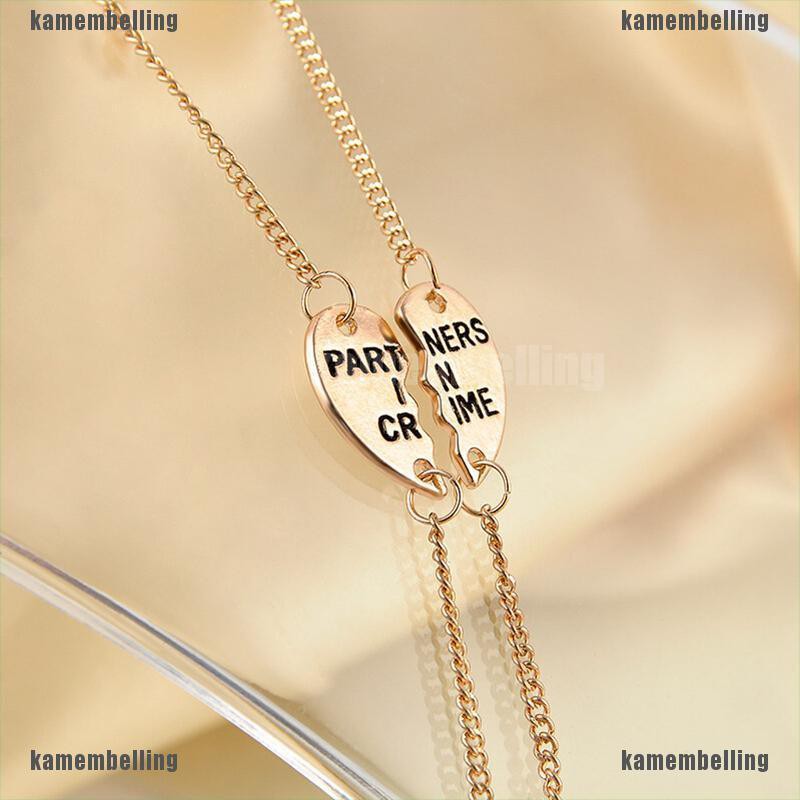 Set 2 Vòng Tay Mặt Trái Tim Chia Đôi Khắc Chữ Best Friends Forever