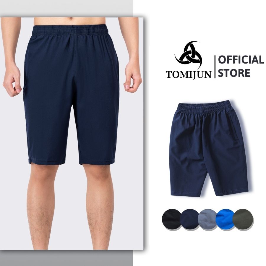 Quần short nam dù TOMIJUN Quần đùi nam thể thao, vải dù gió co giãn, mềm mịn, siêu nhẹ, dáng thể thao