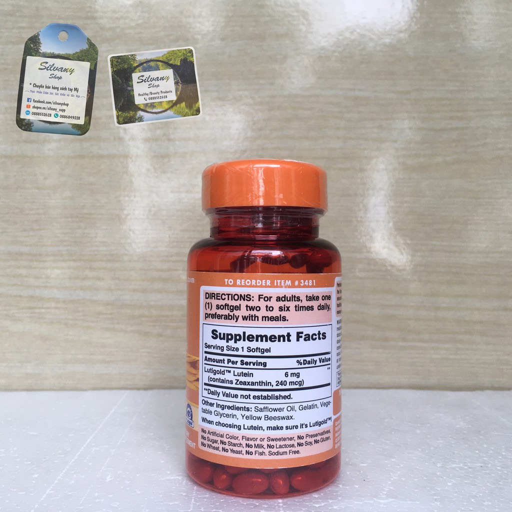 [Date 2022] Viên uống Lutein 6mg Puritan's Pride - Bổ Mắt, Tăng Cường Thị Lực – 100 Viên | Thế Giới Skin Care