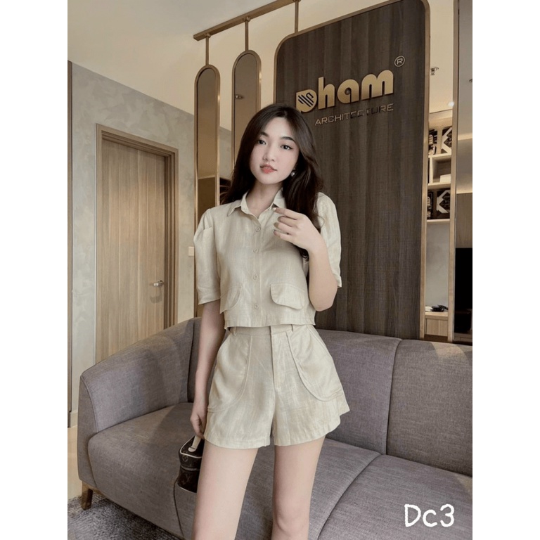 (MẪU MỚI) MẪU HOT TREND SÉT BỘ ĐŨI ĐÙI ÁO SƠ MI PHỐI CÚC XINH DX HHP