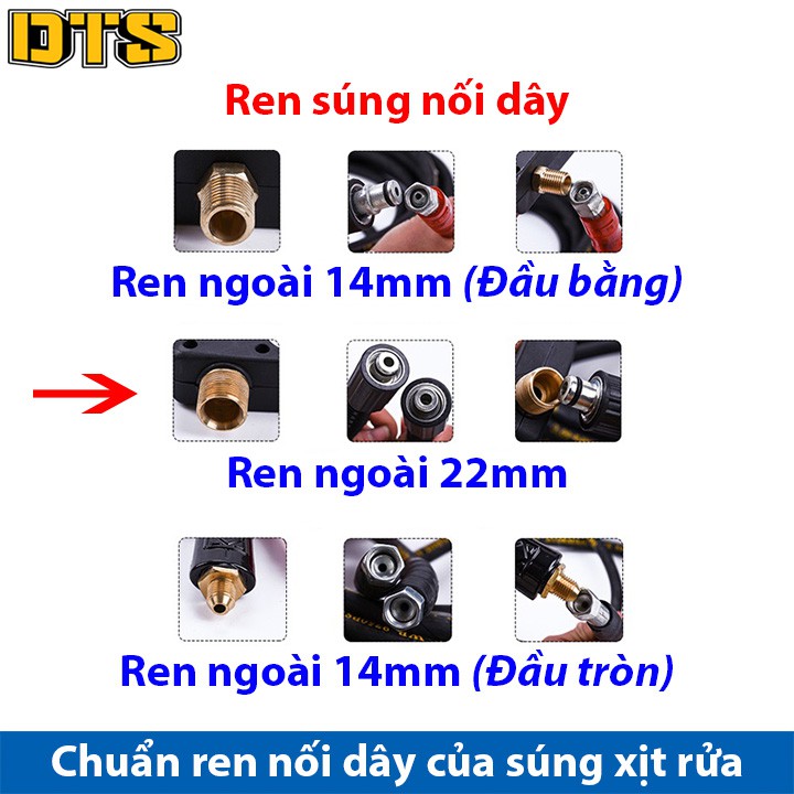 Súng xịt - súng rửa xe áp lực cao DTS2 mini Ren ngoài 22mm