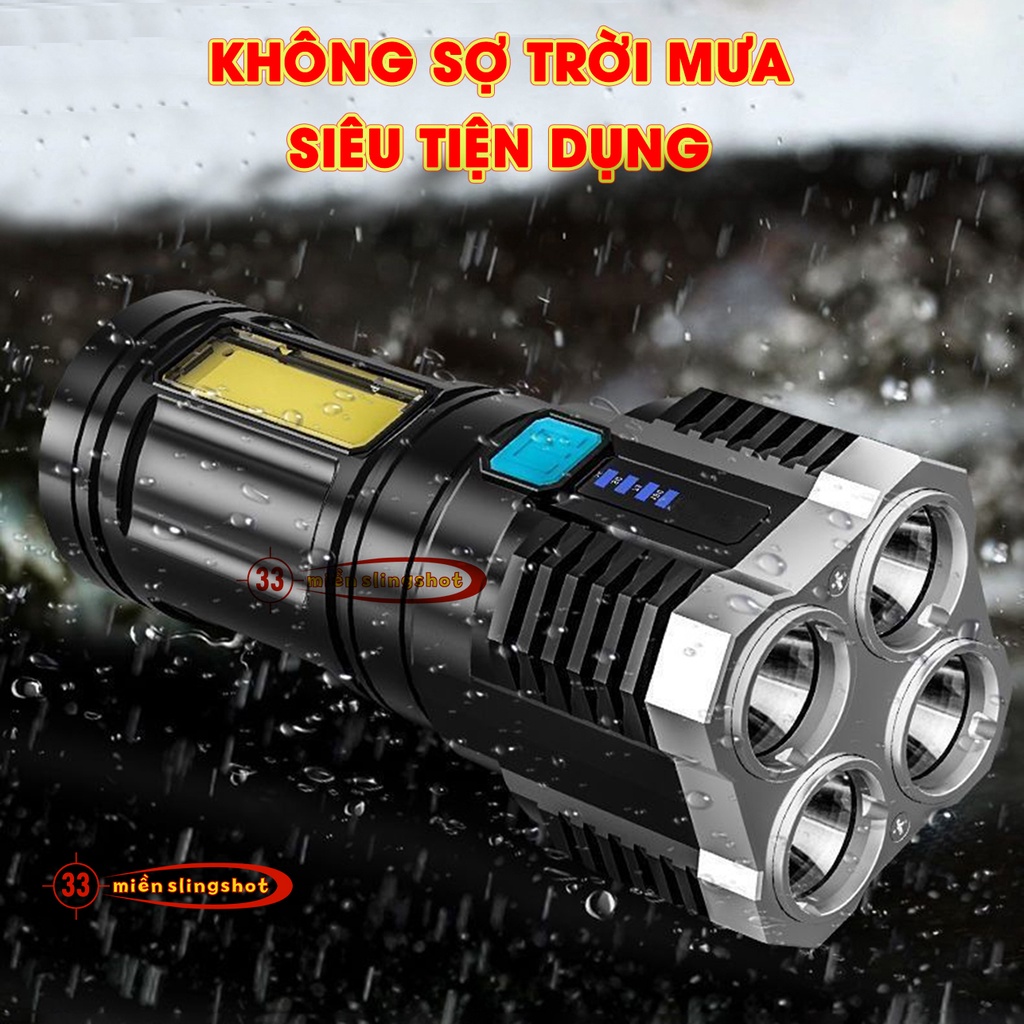 Đèn Pin 4 LED Cao Cấp, Đèn Pin Siêu Sáng Cầm Tay Chắc Chắn 4 Chế Độ Sáng Tiện Dụng[P3]
