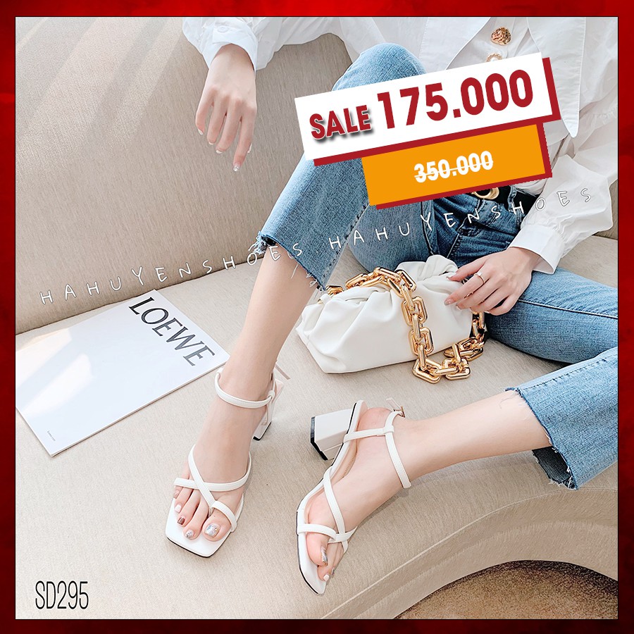 Hà Huyền Shoes - Giày Sandal nữ gót vuông 5cm xỏ ngón SD295