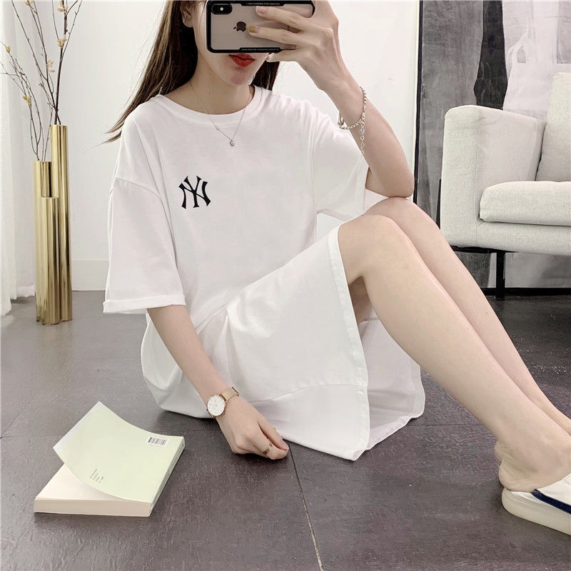 Đầm Thun Cotton Màu Trơn Dáng Rộng Thời Trang Mùa Hè Hàng Mới Dành Cho Bạn Nữ