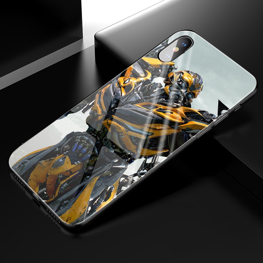 Ốp lưng kính cường lực hình transformer cho Iphone 6 6s 7 8 Plus X Xr XS Max 11 Pro Max