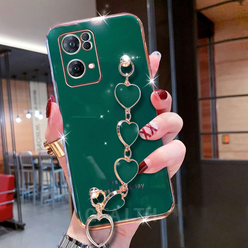 Ốp Điện Thoại Mềm Bảo Vệ Toàn Diện Chống Rơi Có Vòng Tay Trái Tim Cho OPPO reno 10 A18 Reno7 Pro 5G Reno 7 Z 7Z Global Version