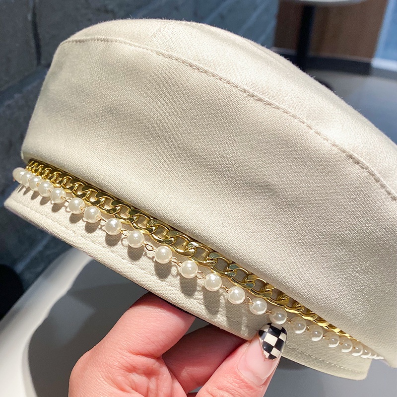 Nón Beret Đính Ngọc Trai Phong Cách Nhật Bản Thời Trang Xuân Thu Cho Nữ