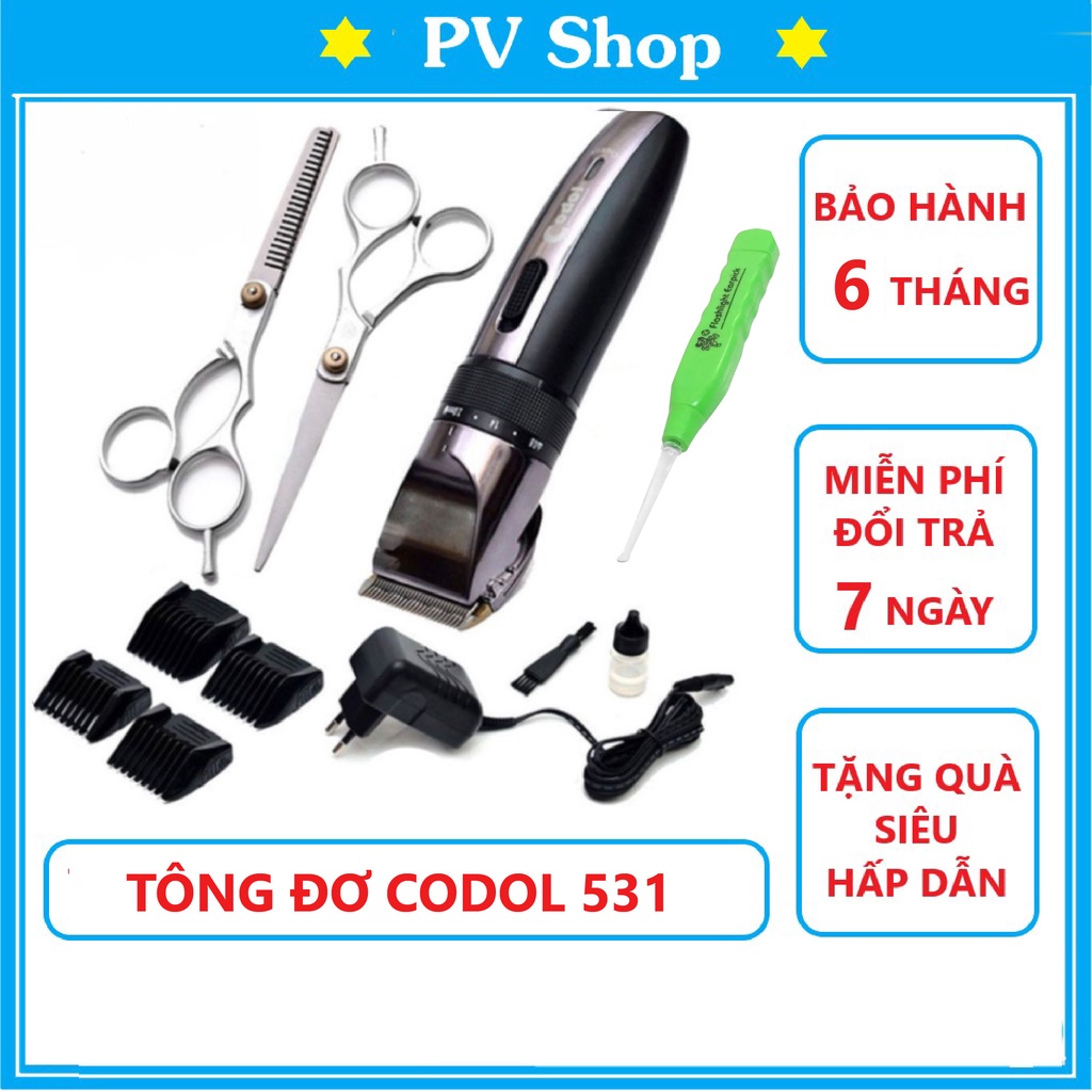 Tông đơ cắt tóc gia đình sạc nhanh cao cấp Codol 531 Hàn Quốc, Tăng đơ cắt tóc chuyên nghiệp - BH 1 đổi 1