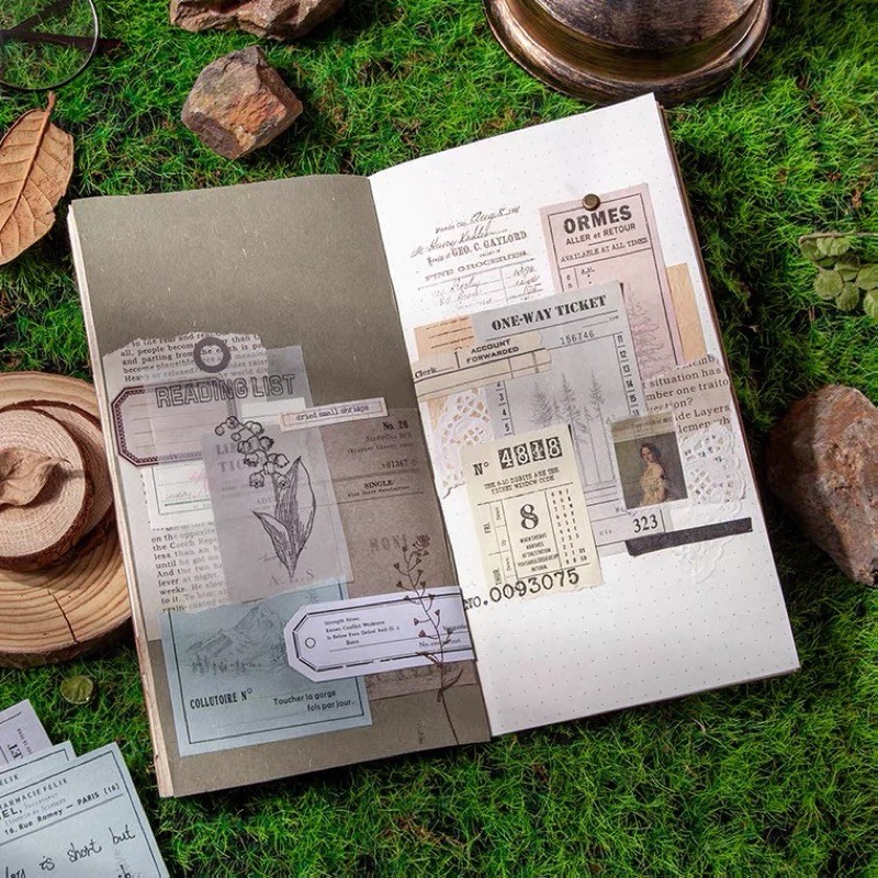 set tem vé ticket vintage cổ điển trang trí sổ bullet journal winzig