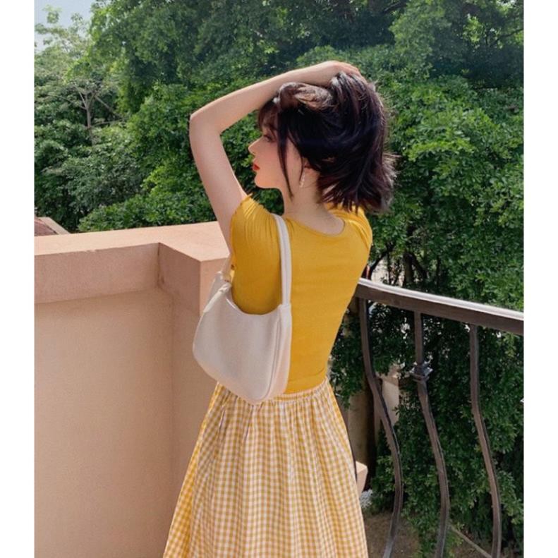 Set Váy Nữ, Set áo thun mix chân váy caro xoè hàng Qc loại 1 | BigBuy360 - bigbuy360.vn