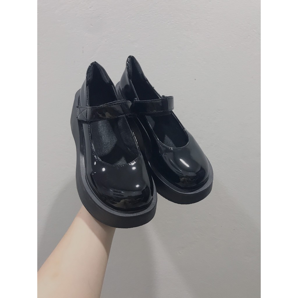 Giày Mary Janes đế bằng quai dán cao 5cm mã K019