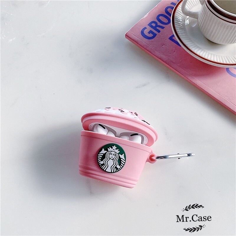 Case Airpods 1/2 /Pro Vỏ Ốp Tai Nghe Hình Ly Starbuck Hồng- Mr.Case AirPods