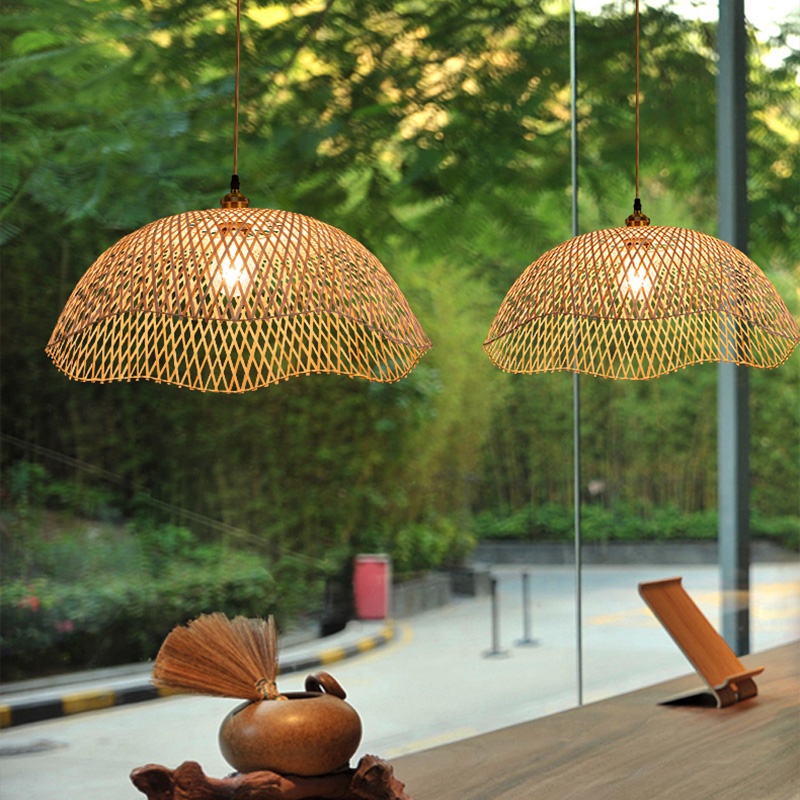 IKEE đèn mây tre ban công đèn thả trang trí bắc âu bàn ăn thanh đèn chùm led đèn treo trần giản hiện đại đèn thả trần phòng ngủ phòng khách