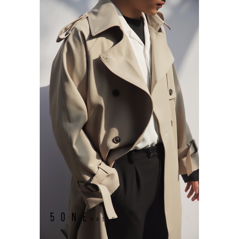 Aó TRENCH COAT mangto kAki dáng suông