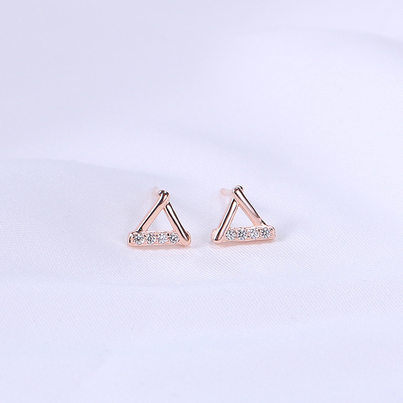 Bông Tai Fashion Triangle Crystal Earrings Stud Women Girl Zircon Party Earring Jewelry Birthday Gift