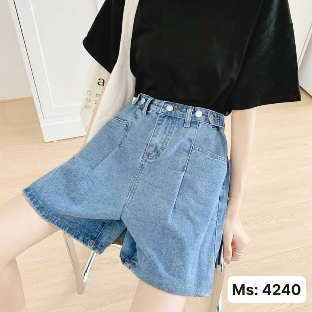 Quần Jean Ngố Lửng Nữ Lưng Cao Cạp Chỉnh Lai Cuốn - Quần Jeans Short Nữ Cao Cấp