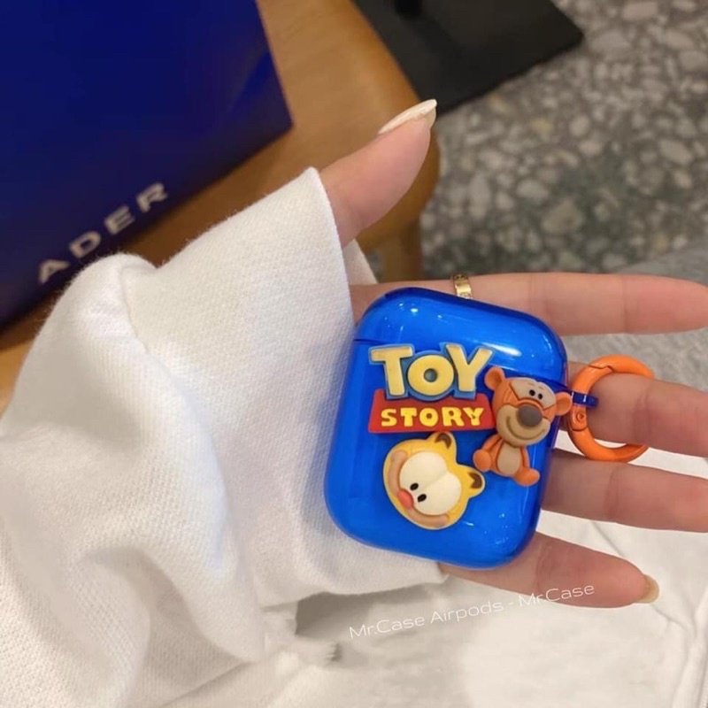 Case Airpods 1/2 /Pro Vỏ Ốp Tai Nghe Nhựa Dẻo Hoạt Hình Màu Xanh  - Mr.Case AirPods