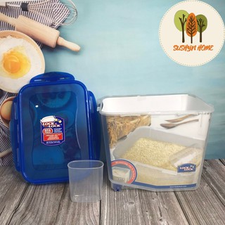 Thùng đựng gạo lock and lock hpl500 5kg💖free ship💖có bánh xe, bền, nhẹ, tiện lợi, có cốc đong gạo