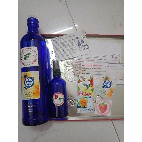 Chai Thái Dương Lam Thủy  Thanh tẩy Ho'oponopono  kèm logo, chai trang trí