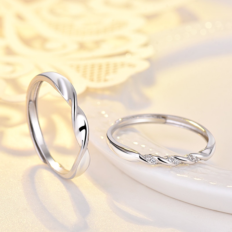 Nhẫn Đôi Đính Đá Zircon Mới Làm Quà Tặng Valentine