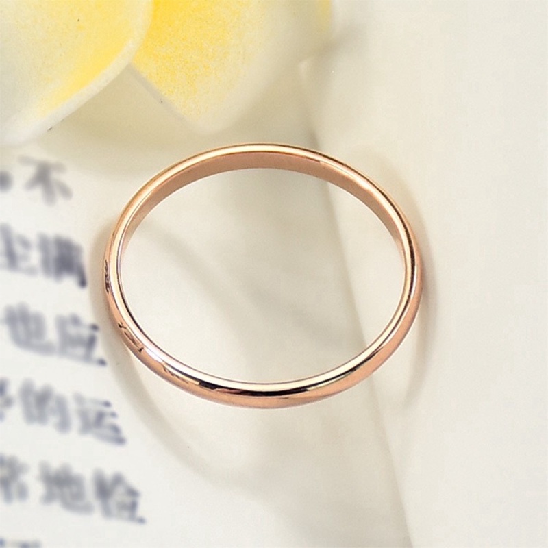 Nhẫn Titan Mạ Vàng Hồng 18K Thiết Kế Đơn Giản Thời Trang Cho Cặp Đôi