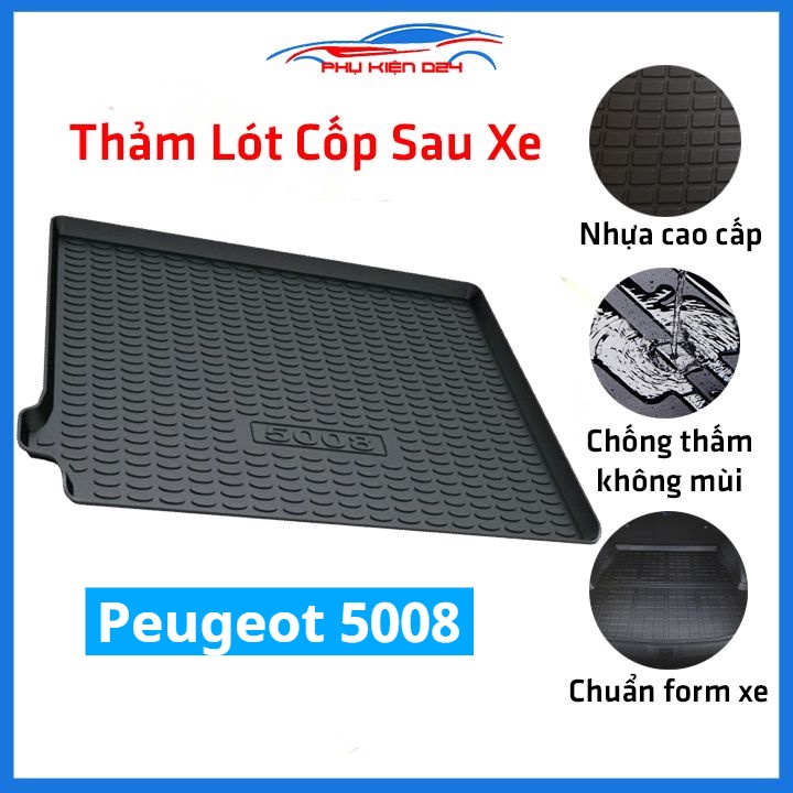 Thảm nhựa lót cốp Peugeot 5008 2016-2017-2018-2019-2020-2021-2022 nhựa dẻo dày dặn đàn hồi tốt