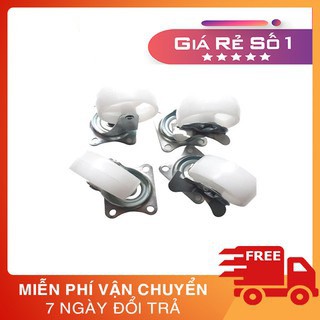 [Loại tốt] Bánh xe đẩy hàng, Bộ 4 bánh xe nhựa trắng 4cm XOAY 360° -  Dùng để hỗ trợ vận chuyển rất hiệu quả