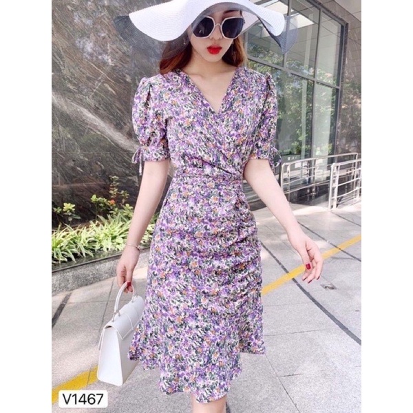 Váy đầm hoa zara họa tiết sang chảnh 💓 đầm đuôi cá tím - váy hoa dáng xòe tôn dáng | BigBuy360 - bigbuy360.vn